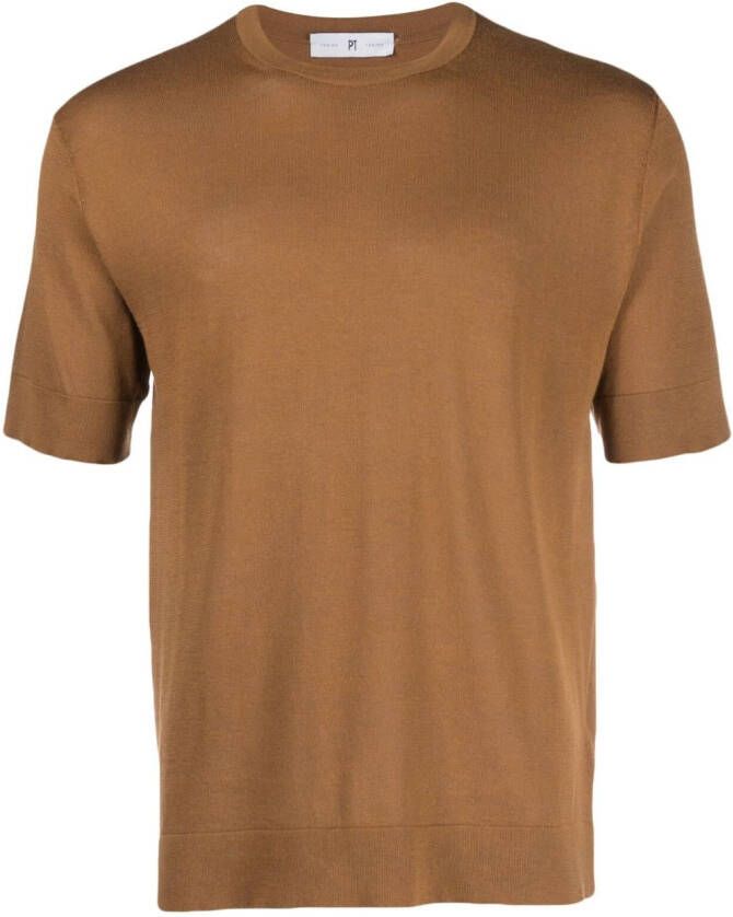 PT Torino T-shirt van katoen-zijdemix Bruin