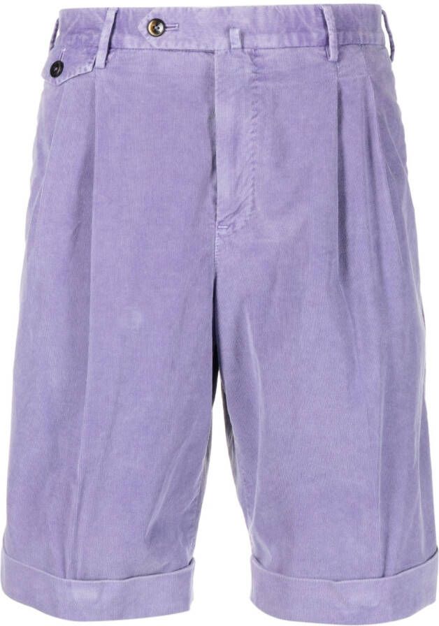 PT Torino Ribfluwelen bermuda shorts Paars