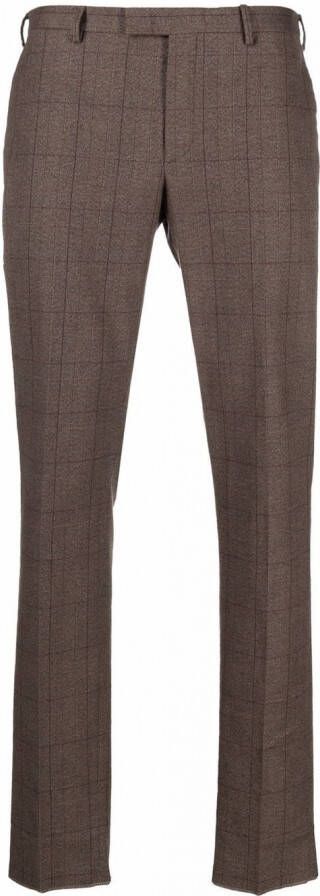 PT Torino Geruite pantalon Bruin