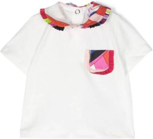 PUCCI Junior T-shirt met ruchekraag Wit