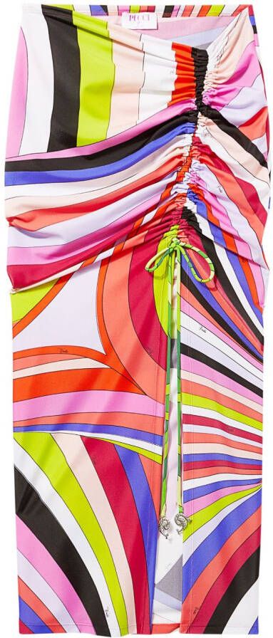 PUCCI Midi-rok met bloemenprint Rood