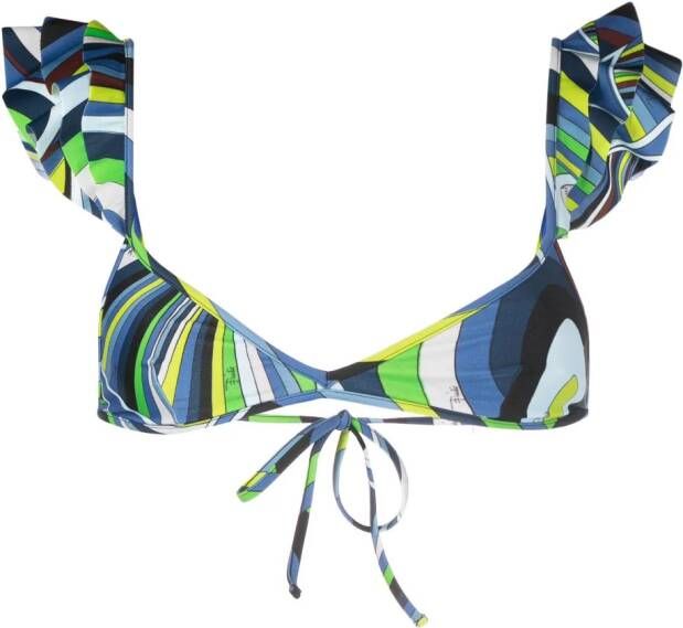 PUCCI ruffled-straps bikini top Blauw