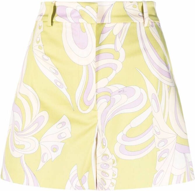 PUCCI Shorts met Farfalle-print Groen