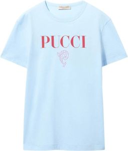 PUCCI T-shirt met logoprint Blauw