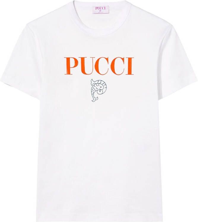 PUCCI T-shirt met logoprint Wit