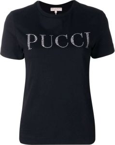 Emilio Pucci T shirt verfraaid met kristal dames katoen XS Zwart