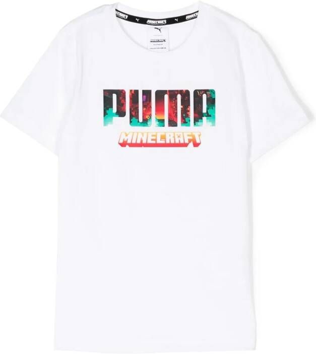 Puma Kids x MINECRAFT T-shirt met logoprint Wit