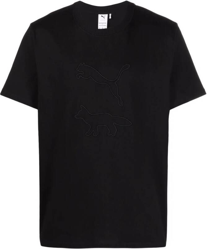 PUMA T-shirt met tonaal logo Zwart
