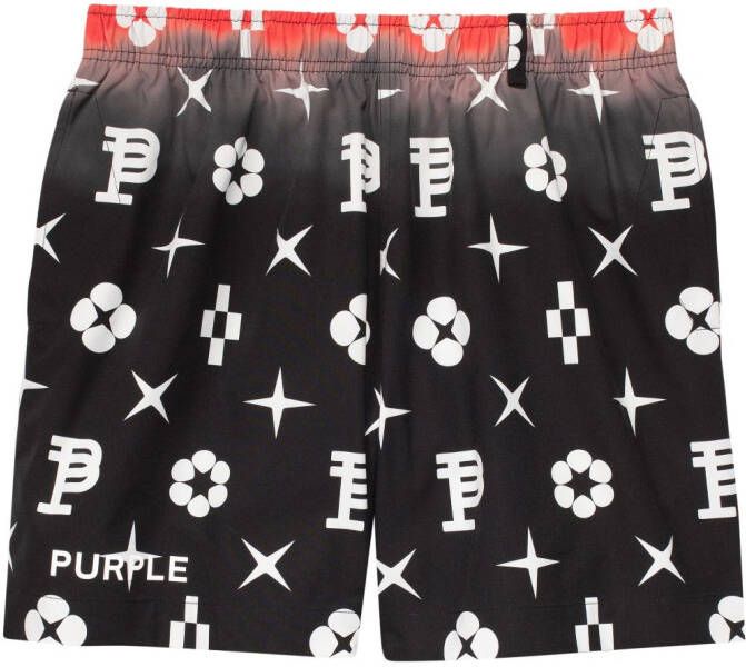 Purple Brand Shorts met grafische print Zwart