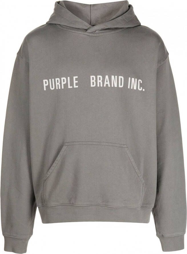 Purple Brand Hoodie met borduurwerk heren katoen XL Grijs