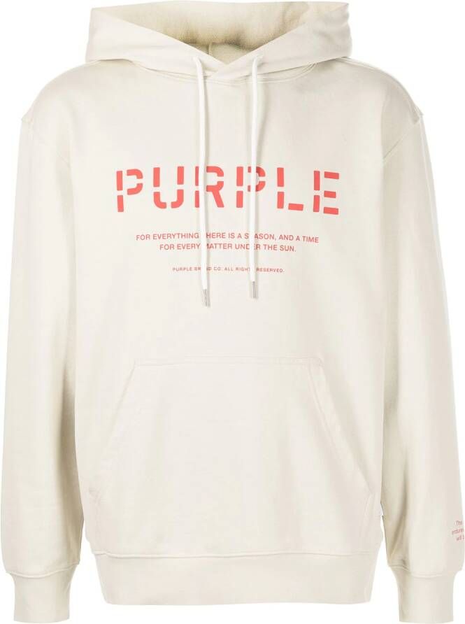 Purple Brand Hoodie met logoprint Beige