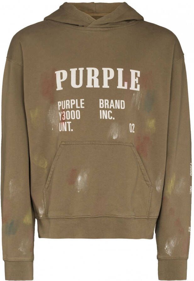 Purple Brand Hoodie met logoprint Groen