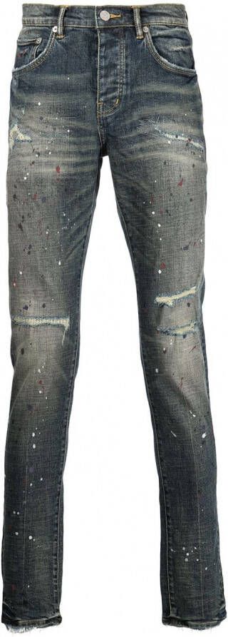 Purple Brand Jeans met verfprint Blauw