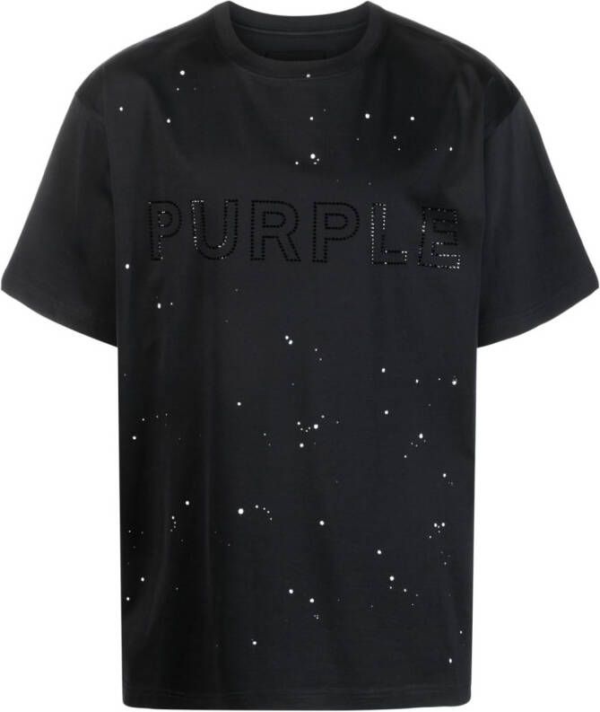 Purple Brand T-shirt met geborduurd logo Zwart