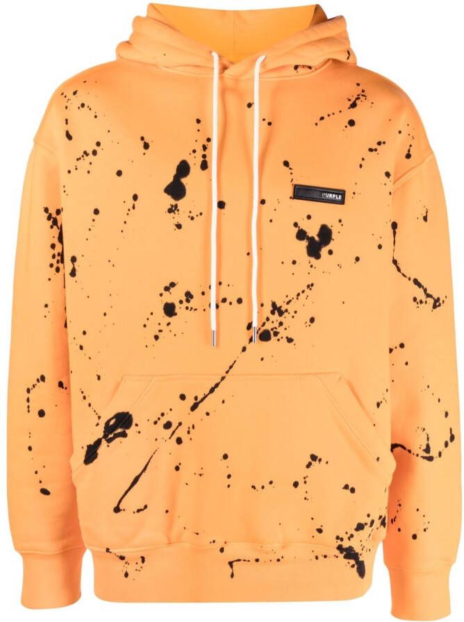 Purple Brand Hoodie met verfspetters Oranje