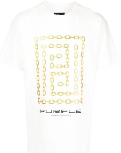 Purple Brand T-shirt met print Wit