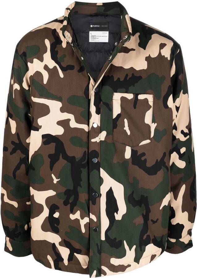 Purple Brand Shirtjack met camouflageprint Groen