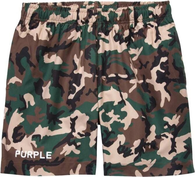 Purple Brand Shorts met elastische tailleband Bruin
