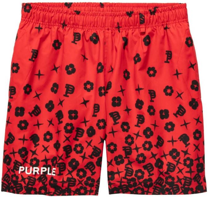 Purple Brand Shorts met elastische tailleband Rood