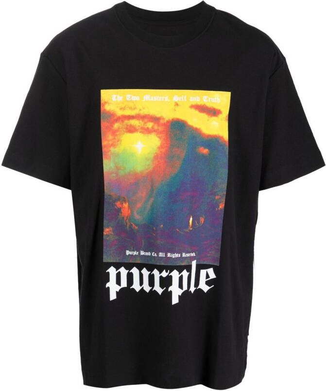 Purple Brand T-shirt met grafische print Zwart