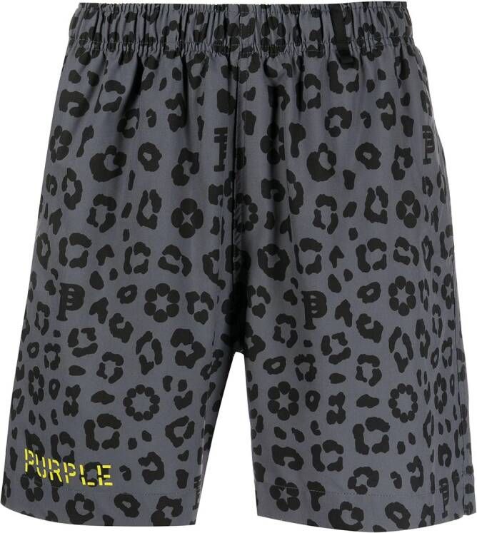 Purple Brand Zwembroek met luipaardprint Grijs