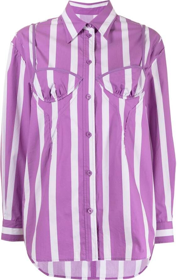 PushBUTTON Gestreepte blouse Paars