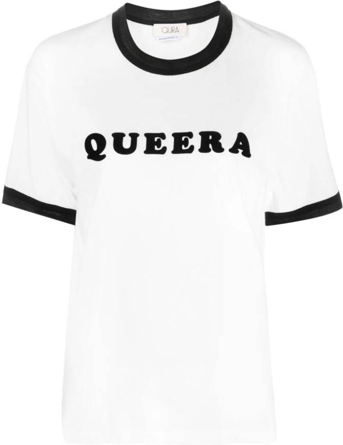 QUIRA T-shirt met contrasterende afwerking Wit