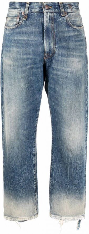 R13 Jeans met gerafelde afwerking Blauw