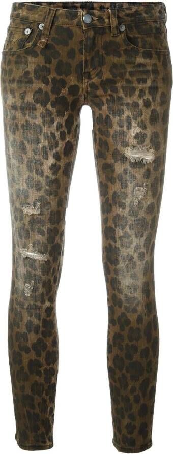 R13 leopard print skinny jeans Bruin