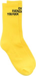 R13 Geribbelde sokken Geel
