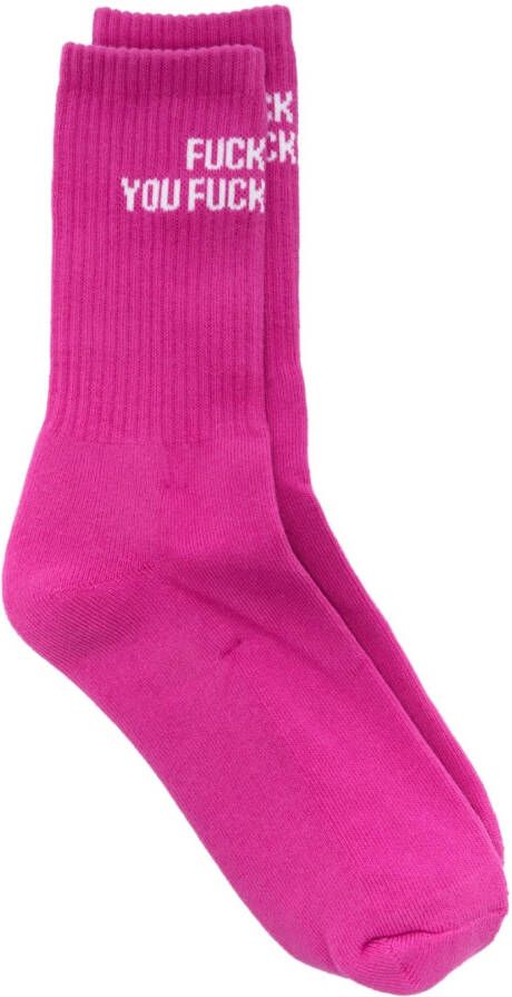 R13 Geribbelde sokken Roze