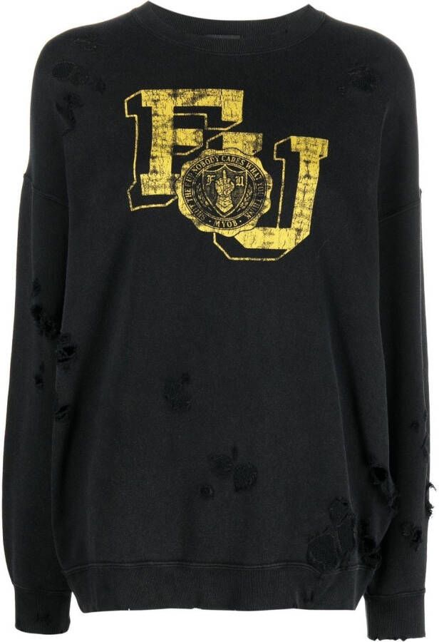 R13 Sweater met logoprint Zwart