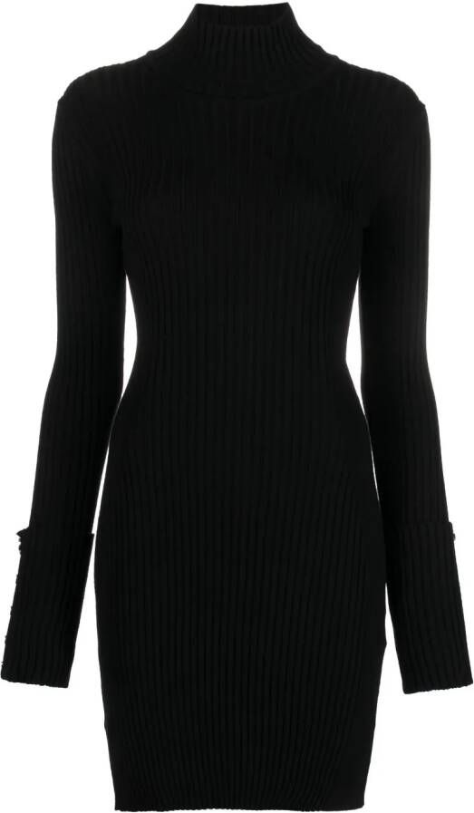 Rabanne Ribgebreide mini-jurk Zwart