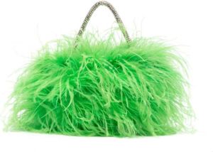 Rachel Gilbert Franky clutch met veren Groen