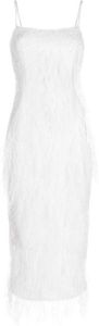 Rachel Gilbert Midi-jurk verfraaid met veren Wit