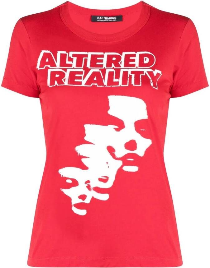 Raf Simons T-shirt met tekst Rood