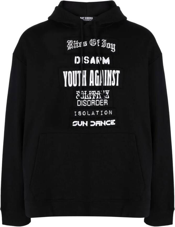 Raf Simons Hoodie met patchdetail Zwart