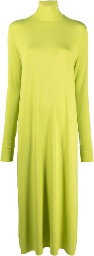 Raf Simons Midi-jurk met hoge hals Groen