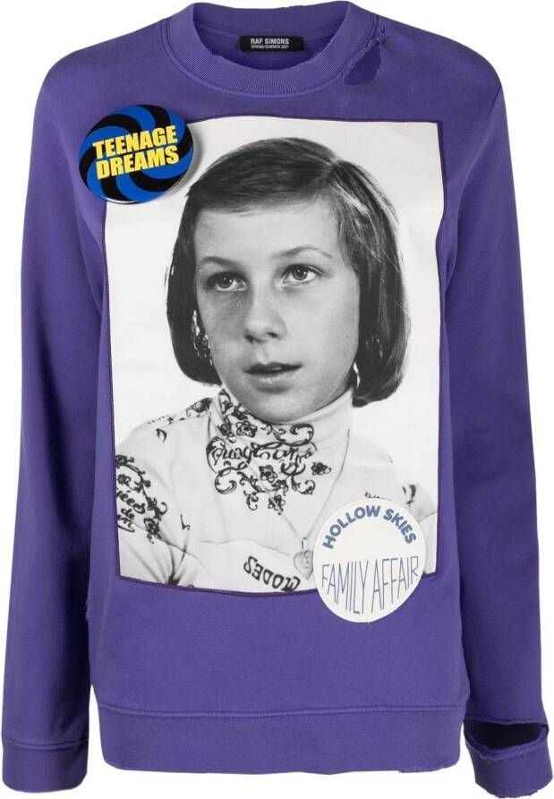 Raf Simons Sweater met fotoprint Paars