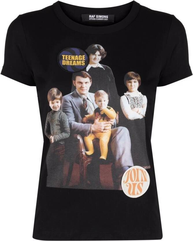 Raf Simons T-shirt met portretprint Zwart