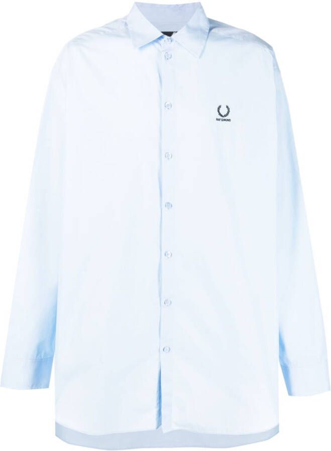 Raf Simons X Fred Perry Overhemd met geborduurd logo Blauw
