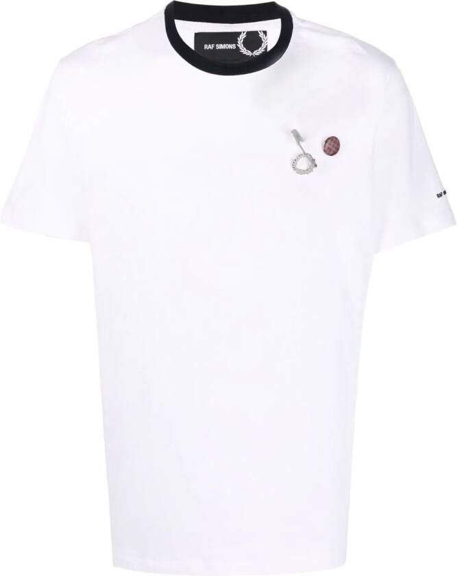 Raf Simons X Fred Perry T-shirt met veiligheidsspeld Wit