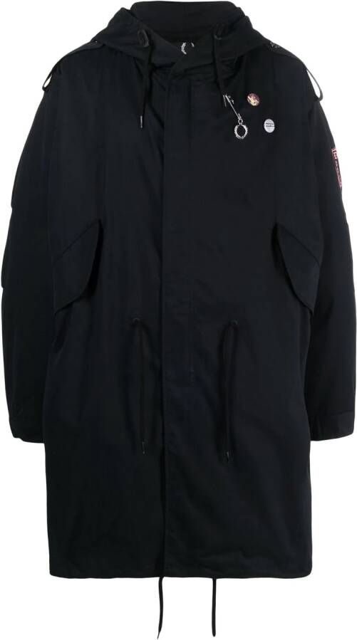 Raf Simons X Fred Perry x Fred Perry parka met capuchon Zwart