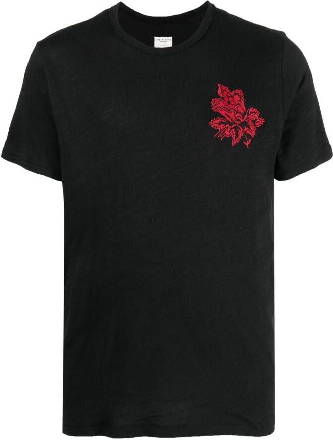 Rag & bone T-shirt met geborduurde bloemen Zwart