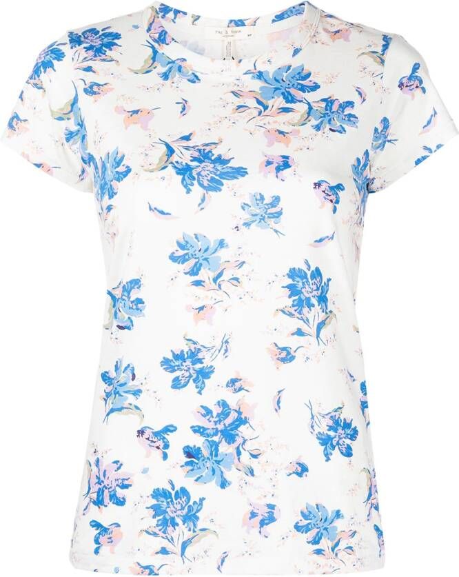 Rag & bone T-shirt met bloemenprint Blauw