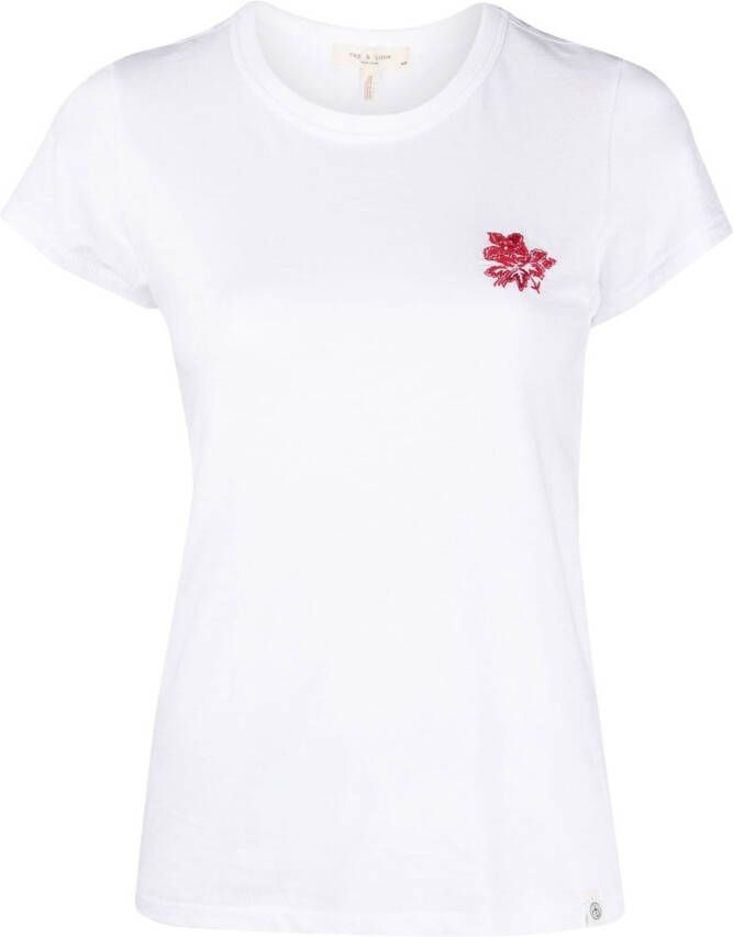 Rag & bone T-shirt met geborduurde bloemen Wit