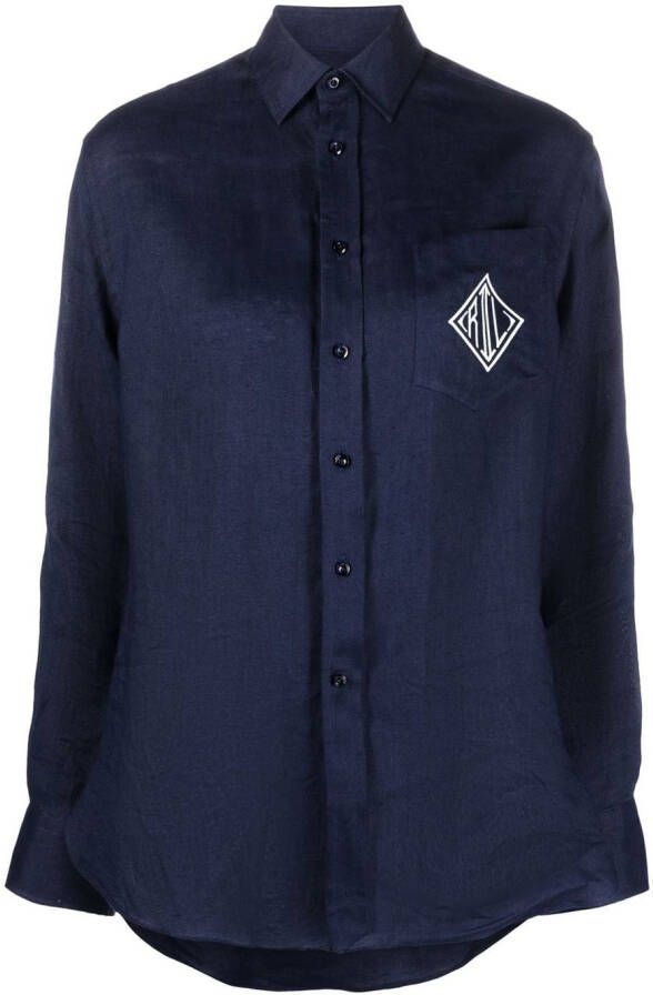 Ralph Lauren Collection Overhemd met geborduurd logo Blauw