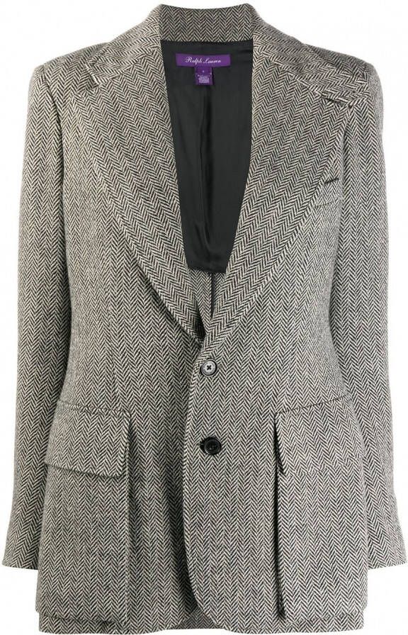 Ralph Lauren Collection Blazer met visgraatpatroon Zwart