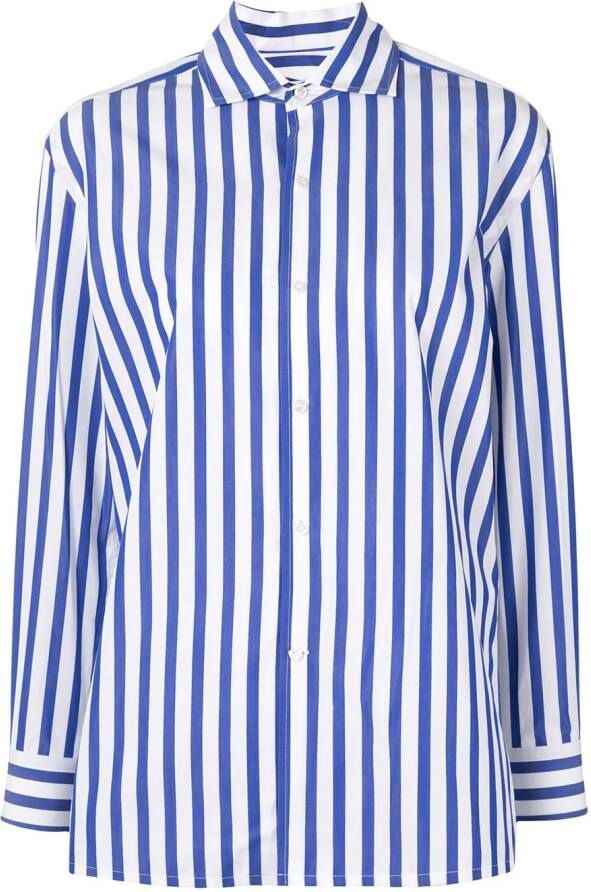 Ralph Lauren Collection Blouse met krijtstreep Blauw