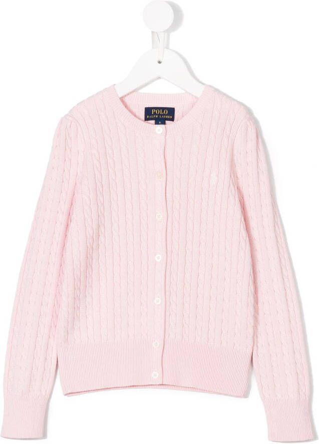 POLO RALPH LAUREN KIDS cable knit cardigan Roze